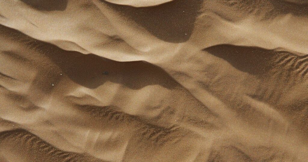 Wind-sculpted golden sand dunes repeating the same shape across the frame